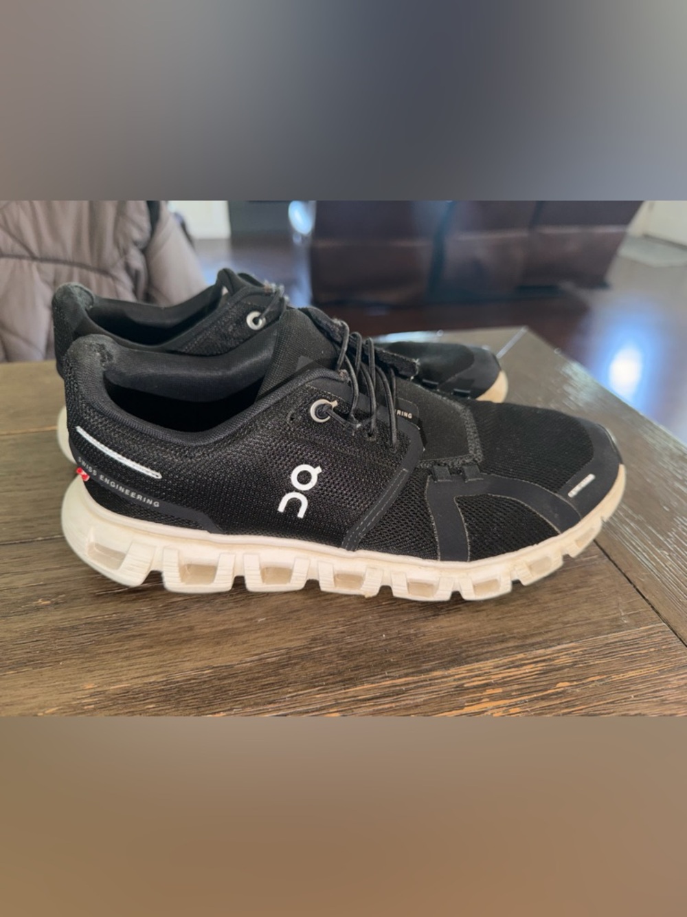 On Running Women's Cloud Black with White Sole Athletic Shoes